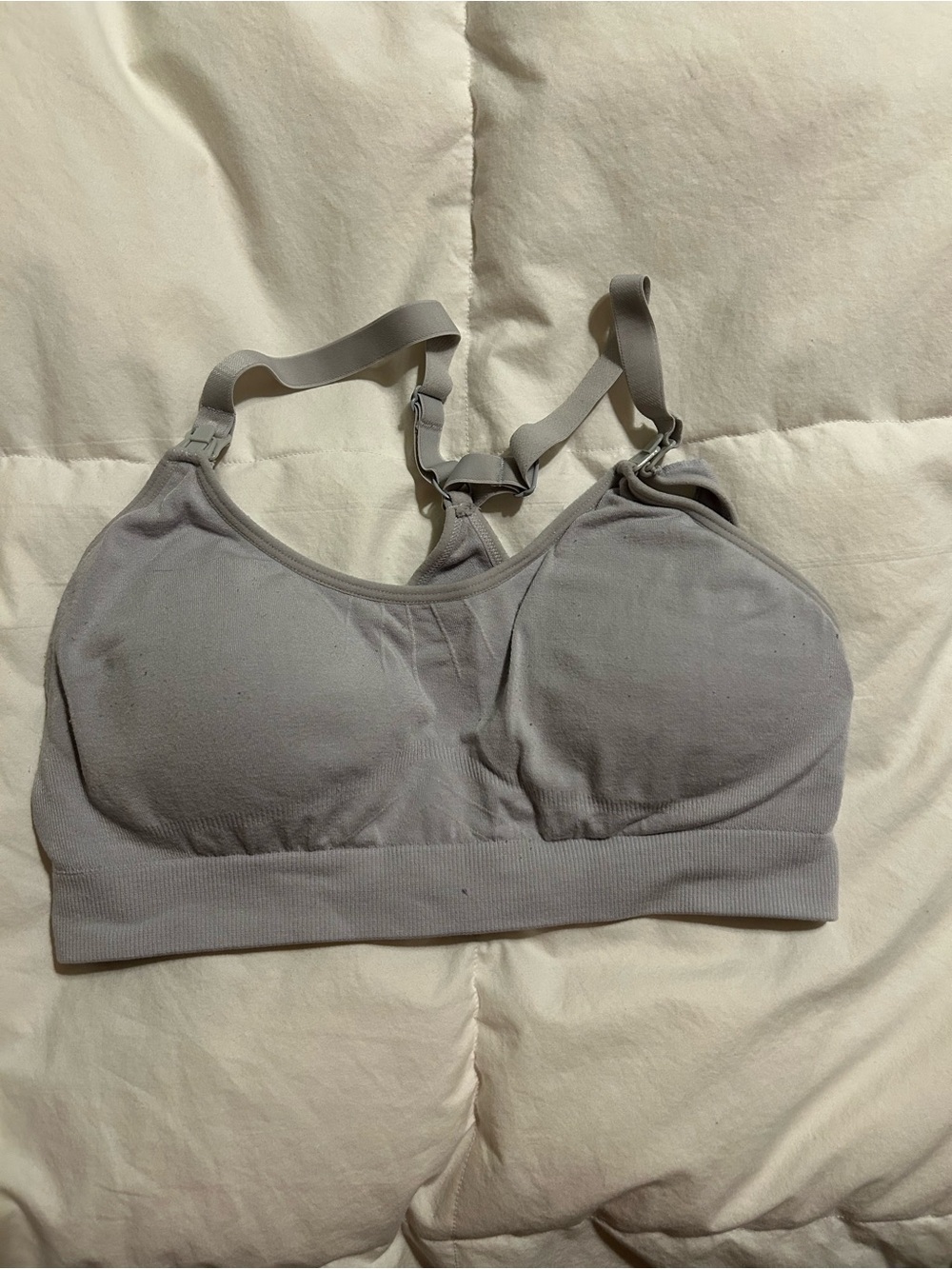 Seamless Light Gray Wireless Nursing Bra